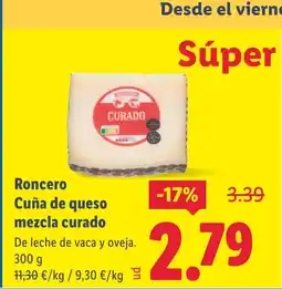 Lidl RONCERO Cuña de queso mezcla curado oferta