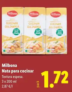 Lidl MILBONA Nata para cocinar oferta