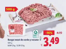 Lidl Burger meat de cerdo y vacuno oferta