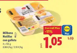 Lidl MILBONA Natillas con galleta oferta