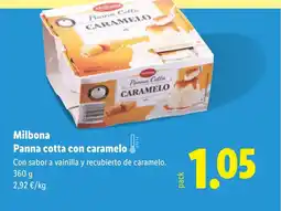 Lidl MILBONA Panna cotta con caramelo oferta