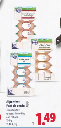 Lidl ALPENFEST Paté de cerdo oferta