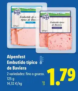 Lidl ALPENFEST Embutido de crest tipico de Baviera oferta