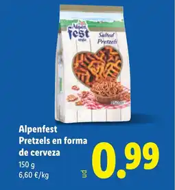 Lidl ALPENFEST Pretzels en forma de cerveza oferta