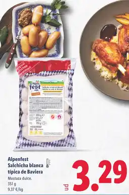 Lidl ALPENFEST Salchicha blanca típica de Baviera oferta