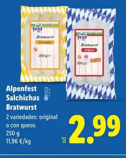 Lidl ALPENFEST Salchichas Bratwurst oferta