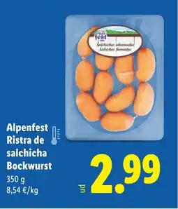 Lidl ALPENFEST Ristra de salchicha Bockwurst oferta