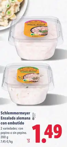 Lidl SCHLEMMERMEYER Ensalada alemana con embutido oferta