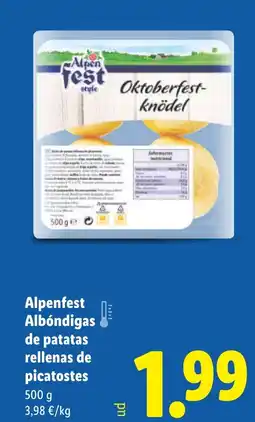 Lidl ALPENFEST Albóndigas de patatas rellenas de picatostes oferta