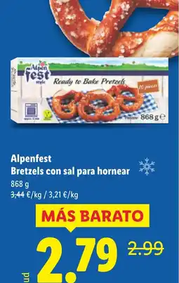 Lidl ALPENFEST Bretzels con sal para hornear oferta