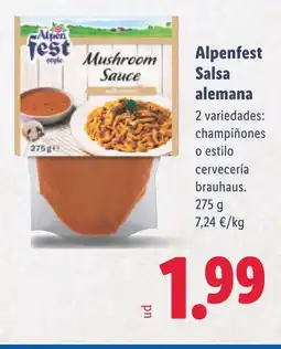 Lidl ALPENFEST Salsa alemana oferta