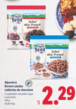 Lidl ALPENFEST Bretzel salados cubiertos de chocolate oferta