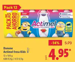 Lidl DANONE Actimel fresa Kids oferta