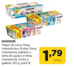 Alimerka DANONE Yogur de coco, fresa, macedonia y frutas, fresa, macedonia, plátano y tarta de queso o fresa, macedonia oferta