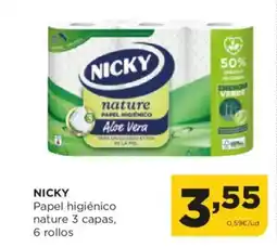 Alimerka NICKY Papel higiénico nature 3 capas oferta