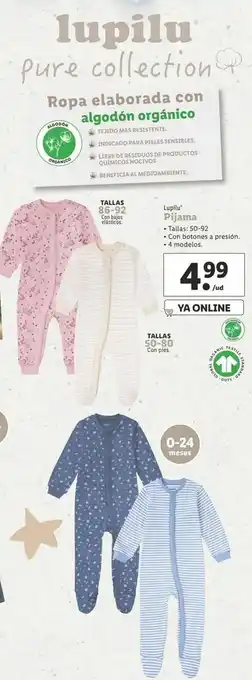 Lidl Pijama bebé lupilu oferta