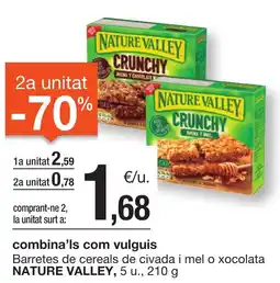 BonpreuEsclat NATURE VALLEY Barretes de cereals de civada i mel o xocolata oferta