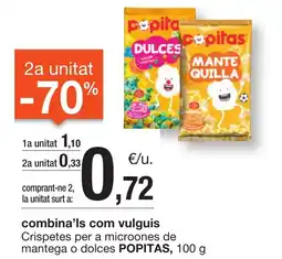 BonpreuEsclat POPITAS Crispetes per a microones de mantega o dolces oferta