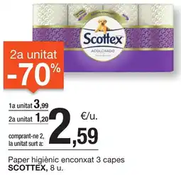 BonpreuEsclat SCOTTEX Paper higiènic enconxat 3 capes oferta