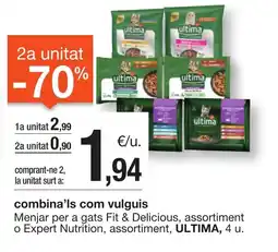 BonpreuEsclat ULTIMA Menjar per a gats Fit & Delicious, assortiment o Expert Nutrition, assortiment, oferta