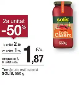 BonpreuEsclat SOLÍS Tomàquet estil casolà oferta