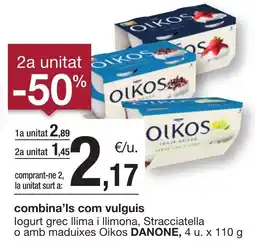 BonpreuEsclat DANONE logurt grec llima i llimona, Stracciatella o amb maduixes Oikos oferta