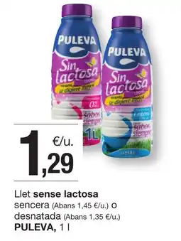BonpreuEsclat PULEVA Llet sense lactosa sencera O desnatada oferta