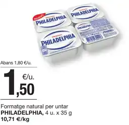 BonpreuEsclat PHILADELPHIA Formatge natural per untar oferta