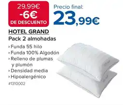Costco HOTEL GRAND Pack 2 almohadas oferta