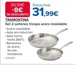 Costco TRAMONTINA Set 2 sartenes tricapa acero inoxidable oferta