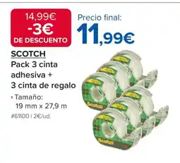 Costco SCOTCH Pack 3 cinta adhesiva + 3 cinta de regalo oferta