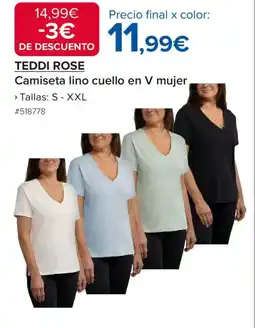 Costco TEDDI ROSE Camiseta lino cuello en V mujer oferta