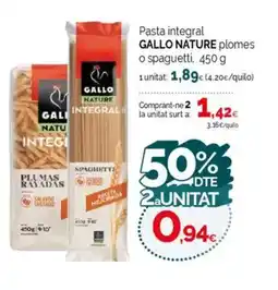 Condis GALLO NATURE Pasta integral plomes oferta