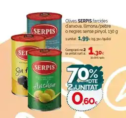 Condis SERPIS Olives farcides d'anxova, llimona/pebre oferta