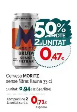 Condis MORITZ Cervesa sense filtrar llauna oferta