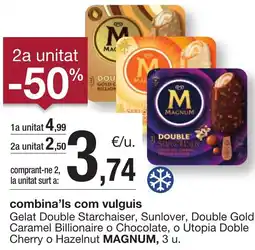 BonpreuEsclat MAGNUM Gelat Double Starchaiser, Sunlover, Double Gold Caramel Billionaire o Chocolate, o Utopia Doble Cherry o Hazelnut oferta