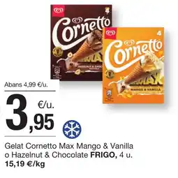 BonpreuEsclat FRIGO Gelat Cornetto Max Mango & Vanilla o Hazelnut & Chocolate oferta
