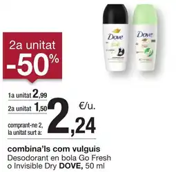 BonpreuEsclat DOVE Desodorant en bola Go Fresh o Invisible Dry oferta