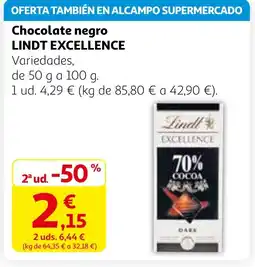 Alcampo LINDT EXCELLENCE Chocolate negro oferta