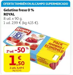 Alcampo ROYAL Gelatina fresa 0% oferta