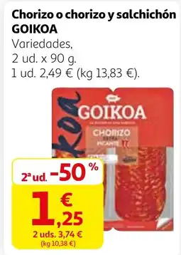 Alcampo GOIKOA Chorizo o chorizo y salchichón oferta