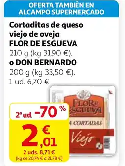 Alcampo FLOR DE ESGUEVA Cortaditas de queso viejo de oveja o don bernardo oferta
