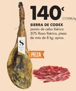 Supermercados Lupa SIERRA DE CODEX Jamón de cebo ibérico 50% Raza Ibérica oferta