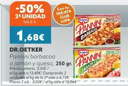 Supermercados Lupa DR.OETKER Pannini barbacoa o jamón y queso oferta