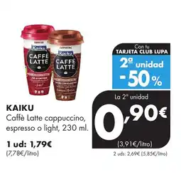 Supermercados Lupa KAIKU Caffè Latte cappuccino, espresso o light oferta
