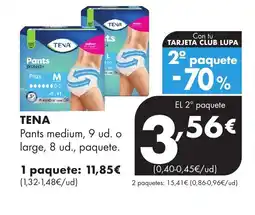 Supermercados Lupa TENA Pants medium, 9 ud. o large, 8 ud., paquete. oferta