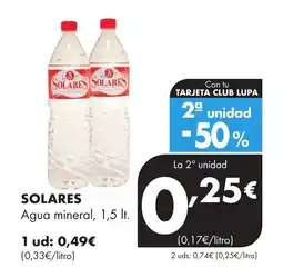 Supermercados Lupa SOLARES Agua mineral oferta