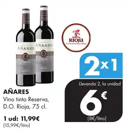 Supermercados Lupa AÑARES Vino tinto Reserva, D.O. Rioja, oferta