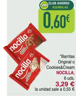 Masymas NOCILLA Barritas Original o Cookies & Cream oferta