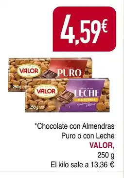 Masymas VALOR Chocolate con Almendras Puro o con Leche oferta